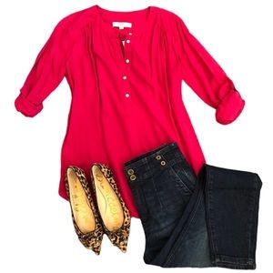 LOFT Long Sleeve Tunic Bright Pink NWT Women’s Size Small